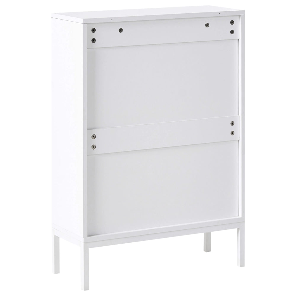 Scarpiera Bianca a 2 Scomparti in MDF bianco con design scanalato bianco