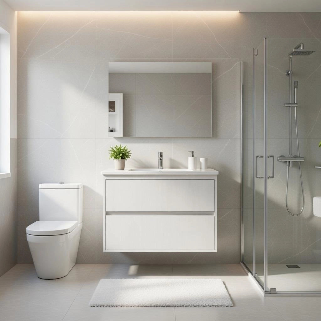 Composizione mobile bagno sospeso con cassetti cm 80 mod. ELEGANCE - Bianco Opaco