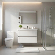 Composizione mobile bagno sospeso con cassetti cm 80 mod. ELEGANCE - Bianco Opaco