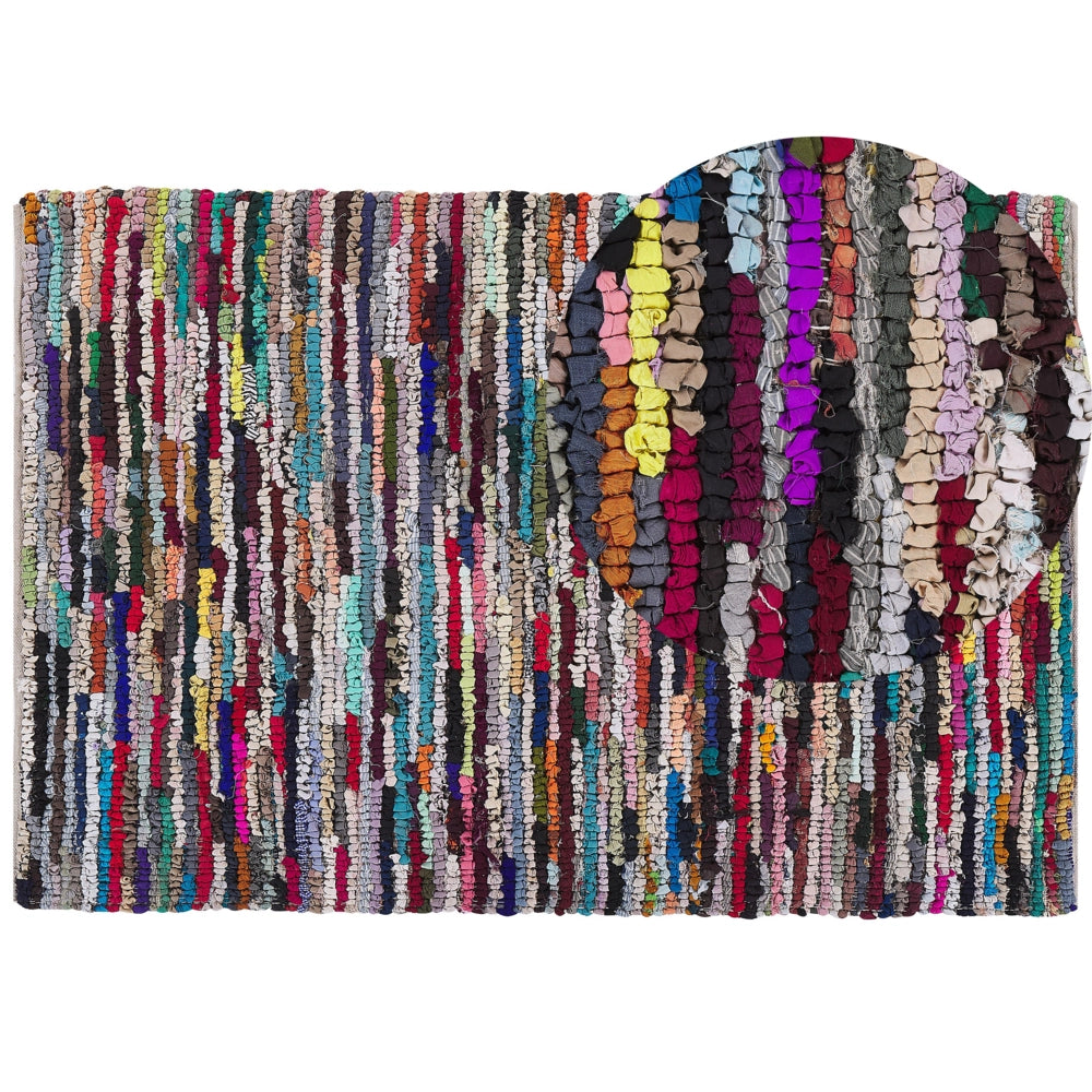 Tappeto di pezza Multicolore con cotone 160 x 230 cm rettangolare intrecciato a mano Boho orientale