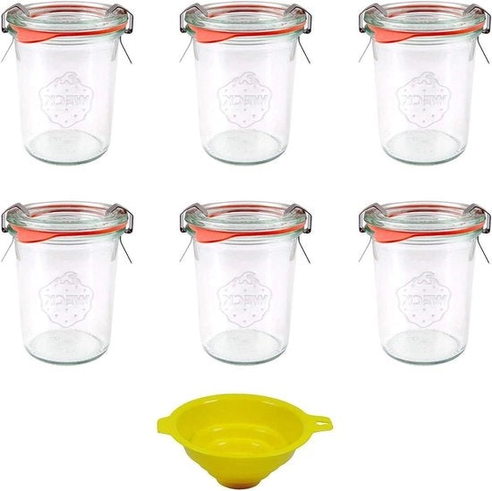 6 x Mini Weckglazen con Valvola inclusivi Anelli di Chiusura e Vaschette da 160 ml