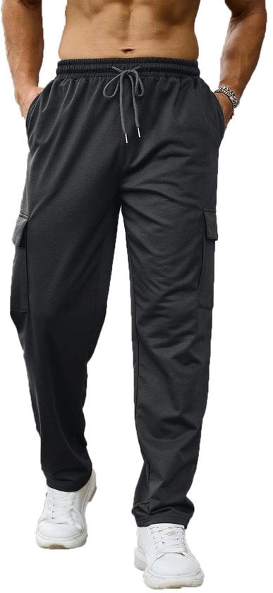Camicia da jogging per uomo - Pantaloni da allenamento con cintura elastica - Pantaloni sportivi con tasche - Pantaloncini da jogging con cinturino elastico - Pantaloncini sportivi con tasche multiple