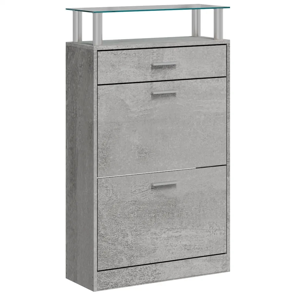 Scarpiera Grigio Cemento 63x24x104 cm in Legno Multistrato
