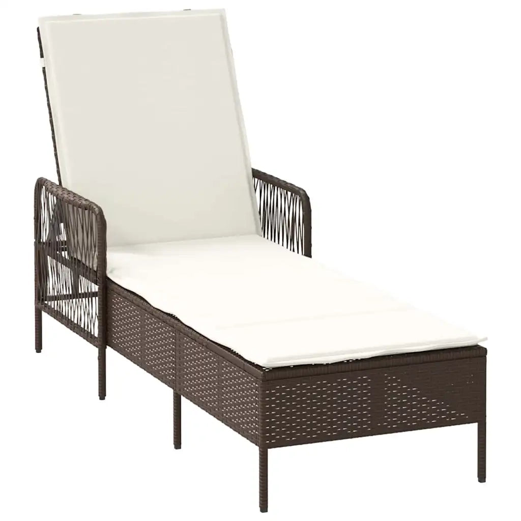 Lettino da sole Marrone e Bianco Crema 55 x 200 x 92 cm 365426