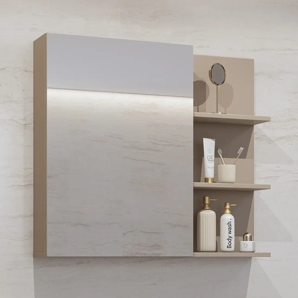 Specchio con contenitore per il bagno GOBI colore marrone