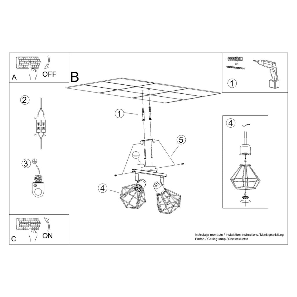 Lampada da soffitto ARTEMIS 2 nero