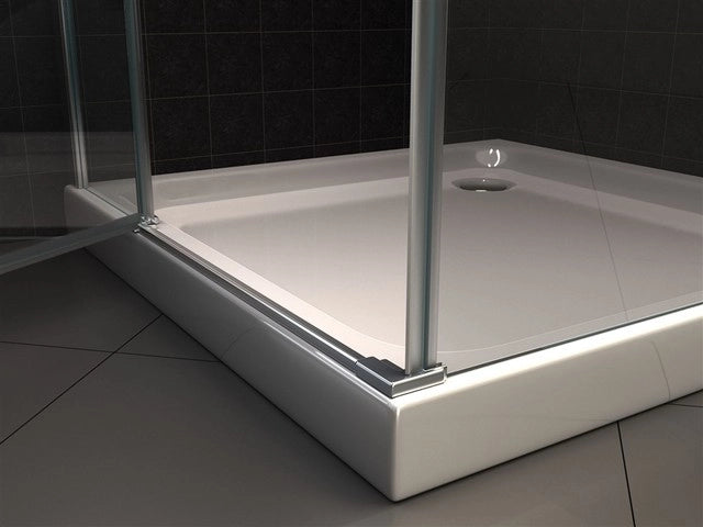 Box doccia con porta battente e lato fisso in cristallo 8mm trasparente PURA DUO 80 cm,90 cm,Flacone anticalcare escluso