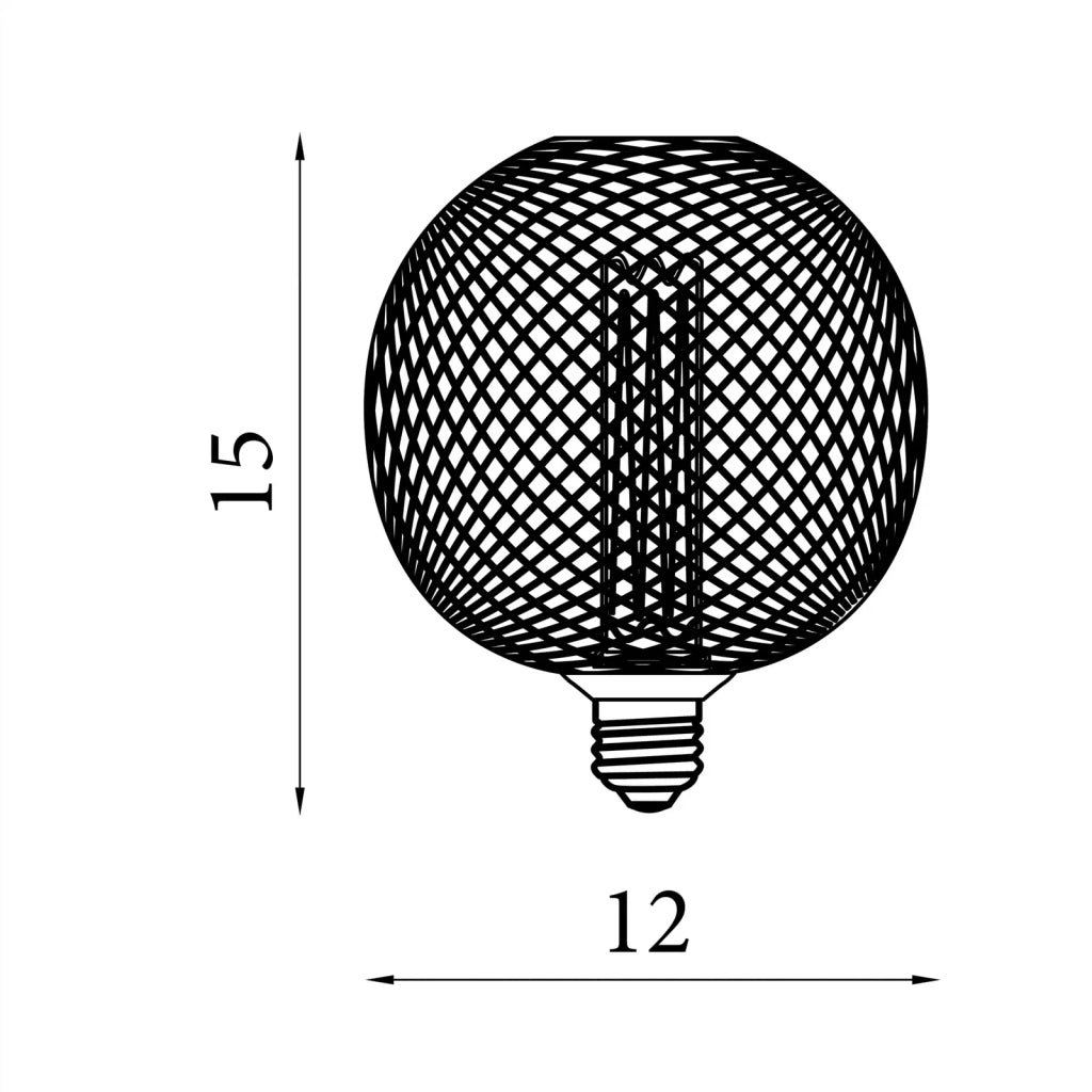 Lampadina Contemporanea Rete Metallica Acciaio Nero Vetro E27 3,5W 1800K