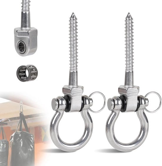 Hanger oscillante per carico pesante - Spina per soffitto M8 - Viti a testa 304 Acciaio inossidabile - Alloggiamento con bielle a punta - 125 mm - Per traversi in legno