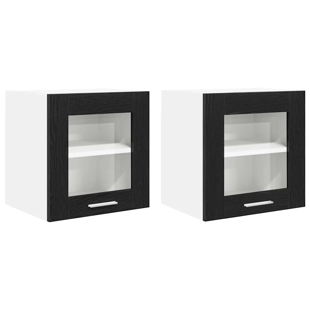 Armadio pensile con porta 2 pcs Rovere Nero 40 x 31 x 40 cm 884197