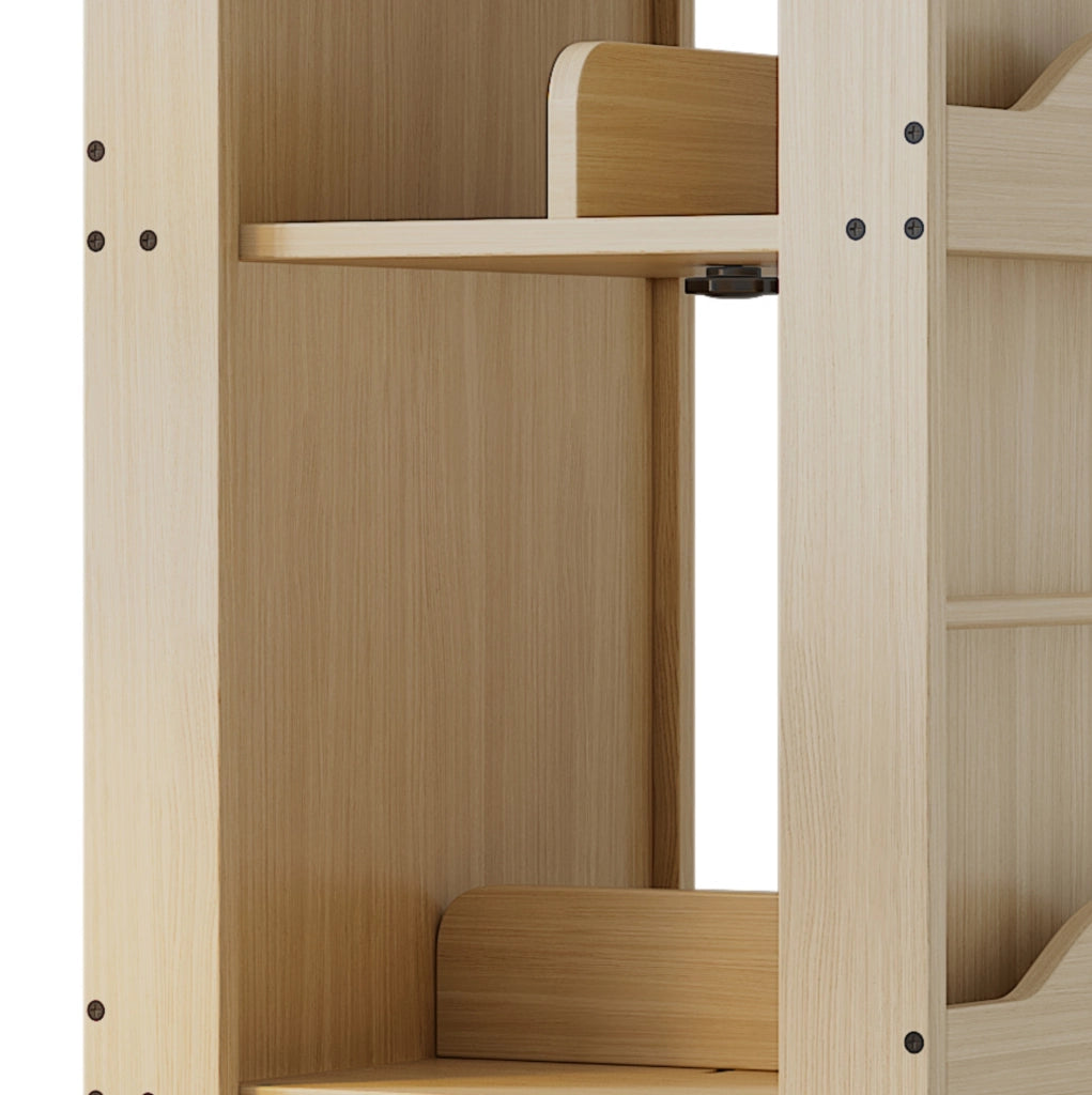 Libreria girevole 360° in MDF, 4 ripiani, colore naturale