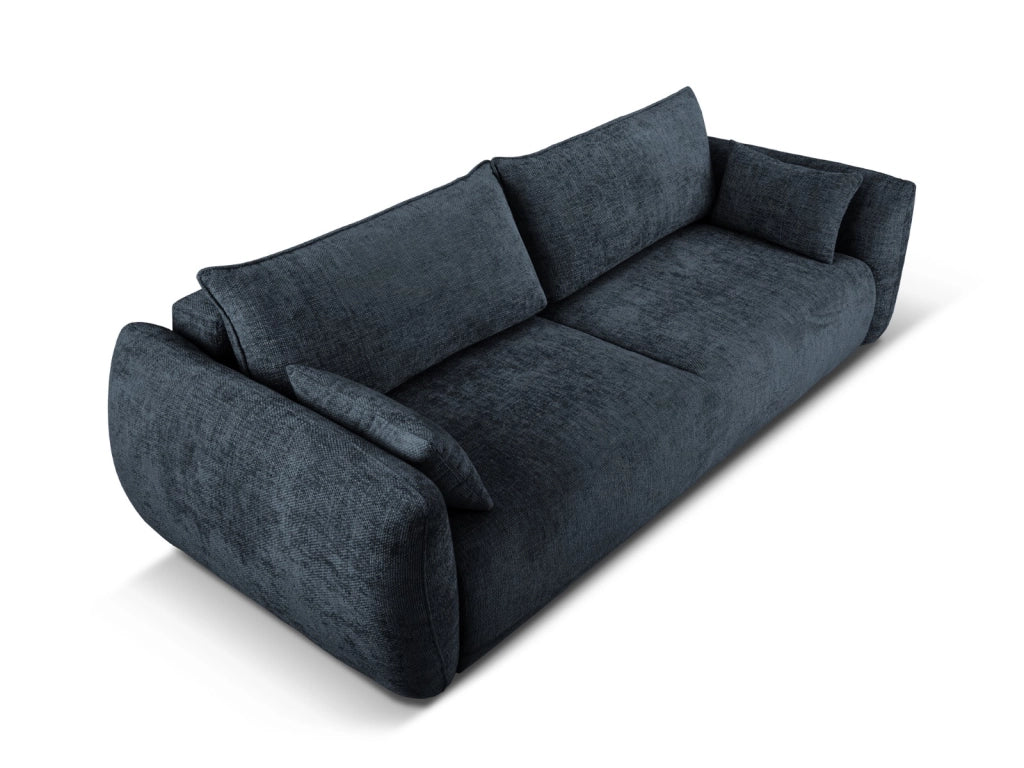 Cosmopolitan Design - Divano convertibile con contenitore "Matera" 3 posti in ciniglia blu reale 
