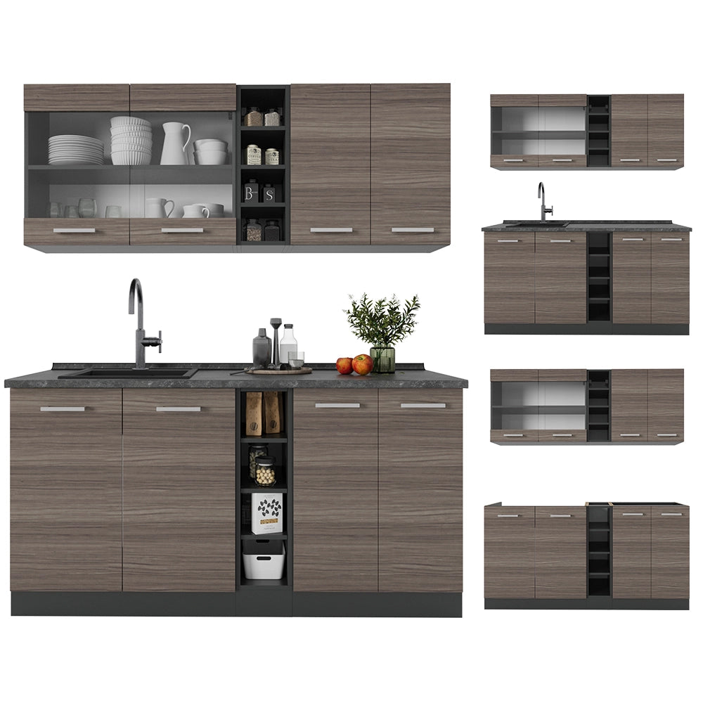 Vicco Cucina completa Grigio nobile/antracite 160 cm , PL Antracite
