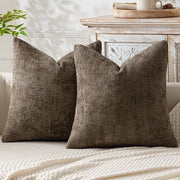 Coperte per cuscini di lino, confezione da 2, 45 x 45 cm, adatto per interni, divani, camere da letto e auto, colore caffè.