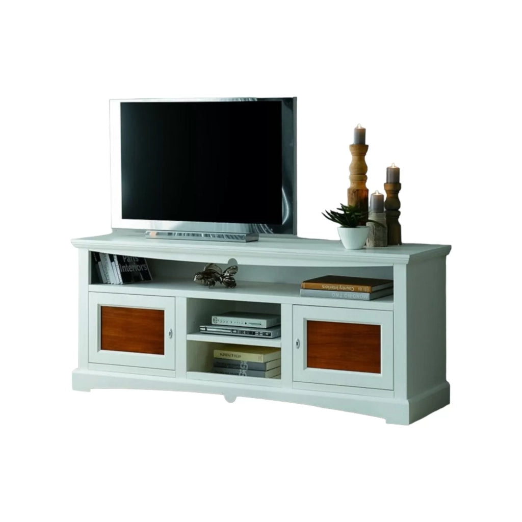 Mobile porta tv goccia l.170 p.46 h.69 legno,bianco e noce - Mobili 2G