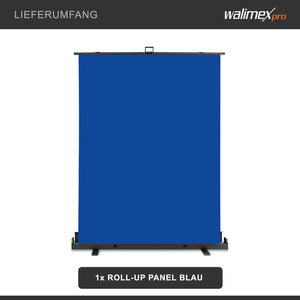 Fondale fotografico a rullo blu 165 x 220 cm, sfondo avvolgibile con supporto, sistema per studi fotografici, pannello ingualcibile per fotografia