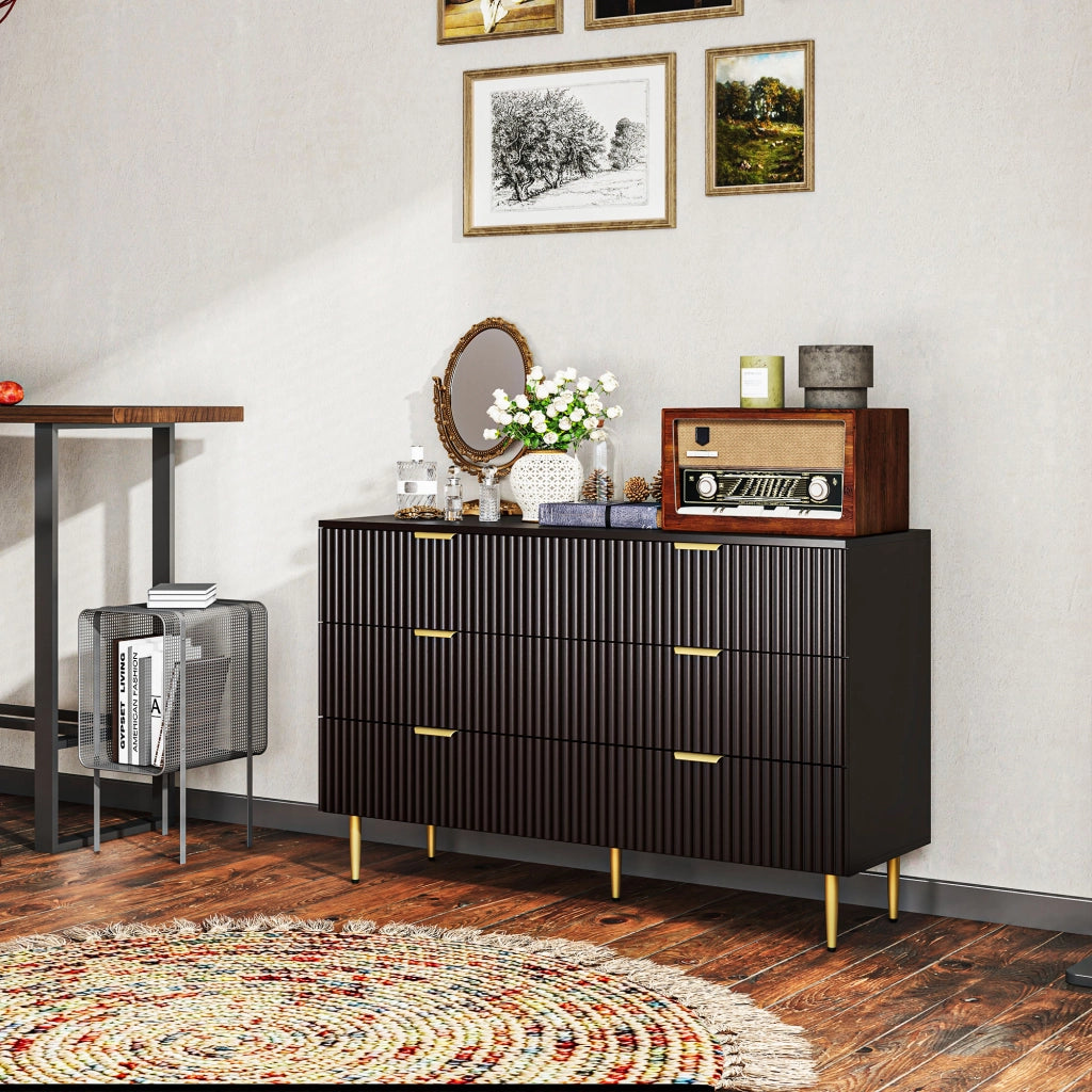 Cassettiera Moderna 6 Cassetti ¨C zephmum ¨C Nero 120x40x76.5 cm