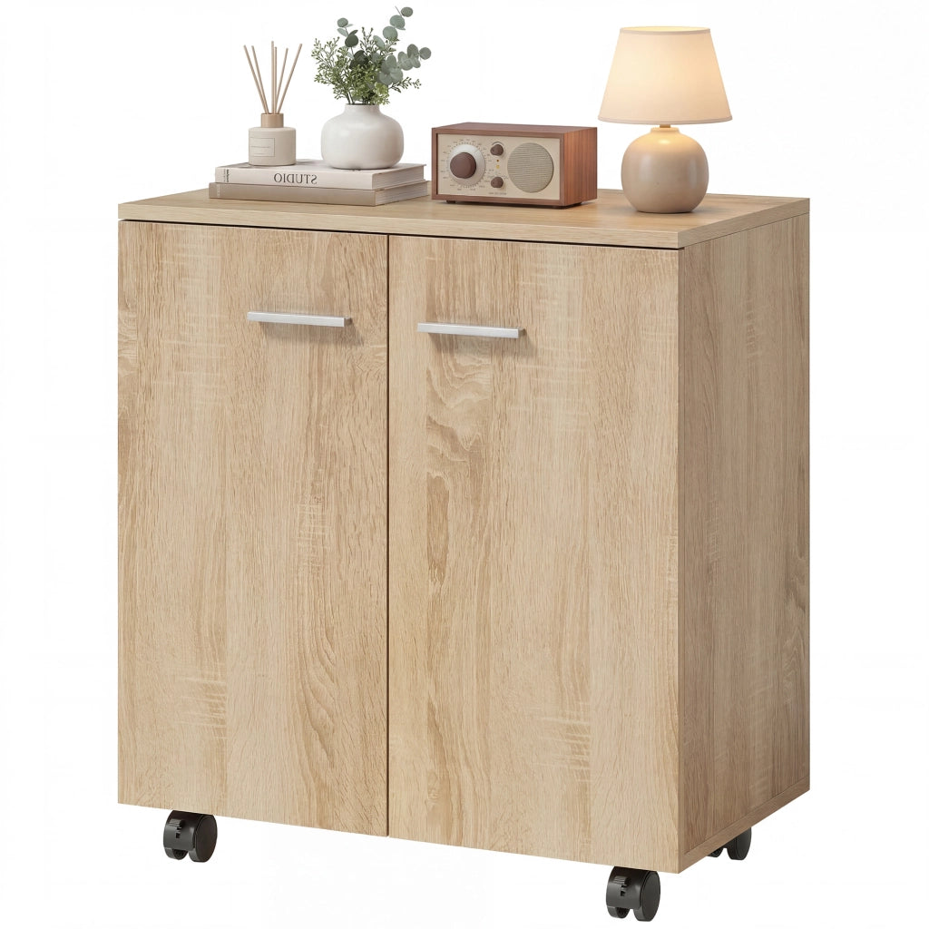 Armadio scorrevole con ante e ripiani ¨C zephmum ¨C 60x35x65 cm Natural
