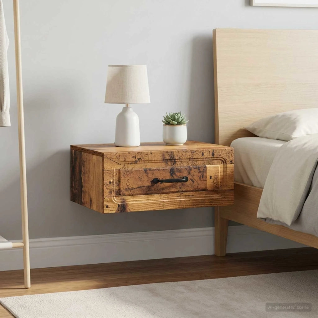 Mobiletto da notte a muro 2 pcs Legno antico 49 x 34,5 x 20 cm 899312