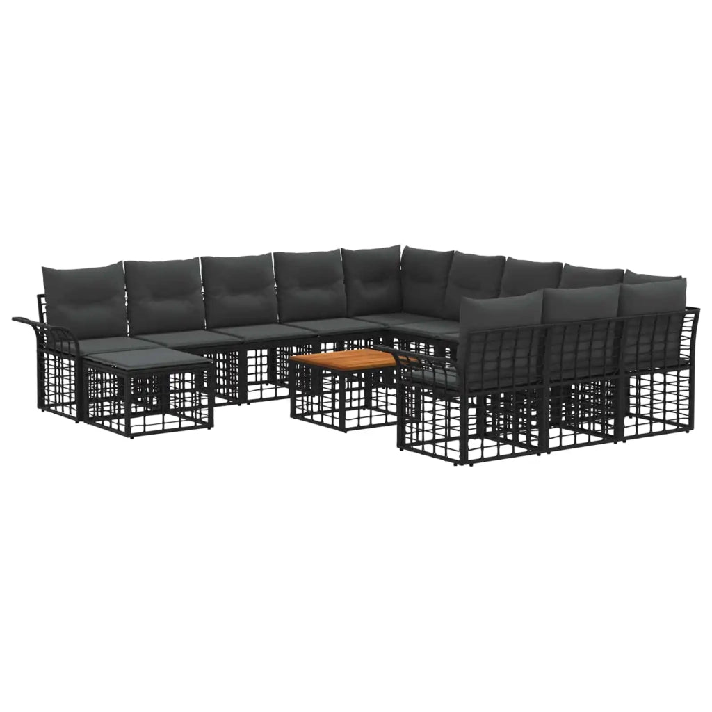 Set Divano da Giardino 13 pcs Nero e Grigio scuro polyrattan 3437827