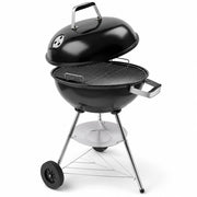 Barbecue A Carbone Con Coperchio Ventilazione Regolabile Griglia Cromata In Acciaio Ruote Trasporto Facile Montaggio Veloce Giardino Campeggio Terrazza 51 x 46.5 x 78 Cm Nero
