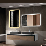Specchio da bagno LED con bordo in vetro satinato e antiappannamento