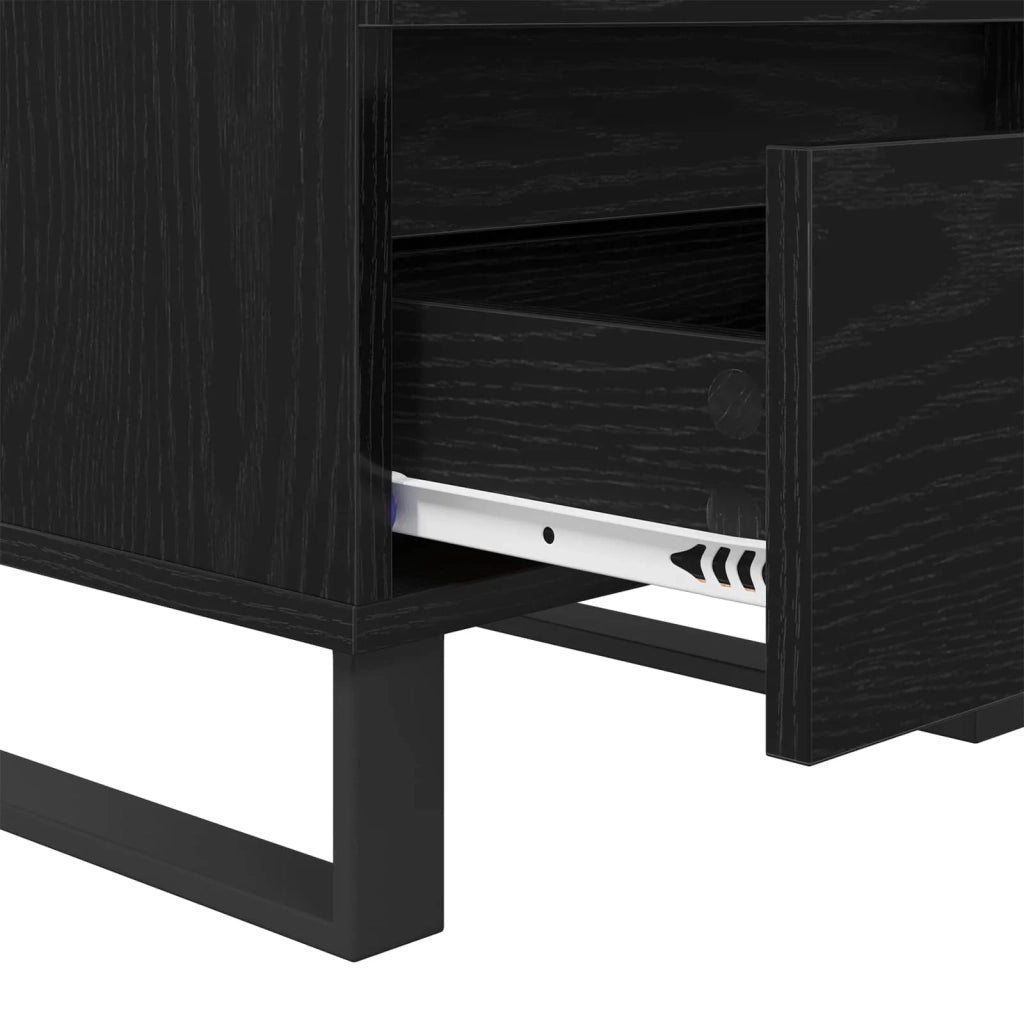 Comodino | Armadio da Notte | Mobiletto da notte Rovere Nero 40 x 35 x 50 cm Legno multistrato