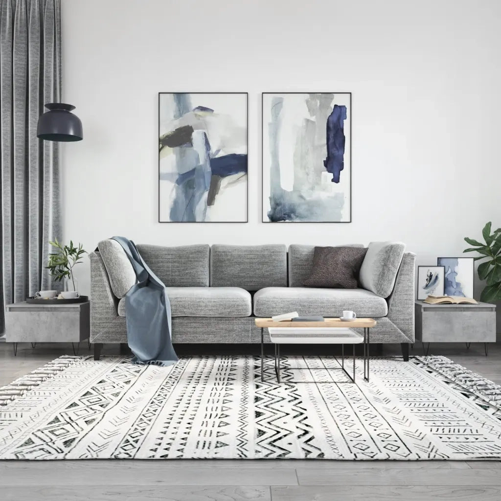 2 pz Tavolini salotto | Tavolino da caff¨¨ | Tavolino da Soggiorno Grigio Cemento 50x46x35 Legno Multistrato