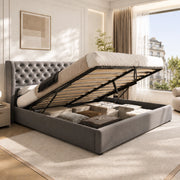 letto imbottito velluto grigio 166 x 207 cm