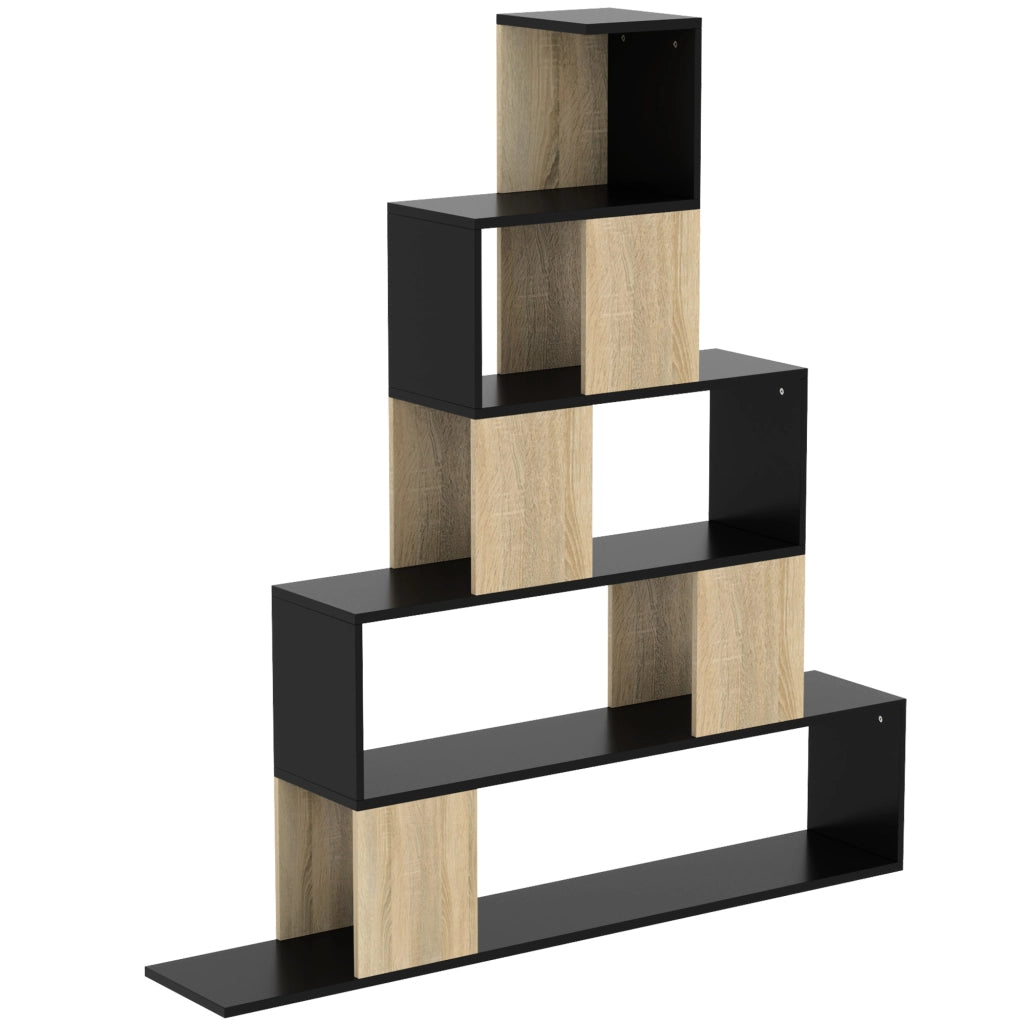 Libreria a 5 livelli ¨C Minimal ¨C nero e legno naturale