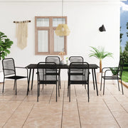 Set da Pranzo da Esterni 7 pz in Corda di Cotone e Acciaio Nero 3058281