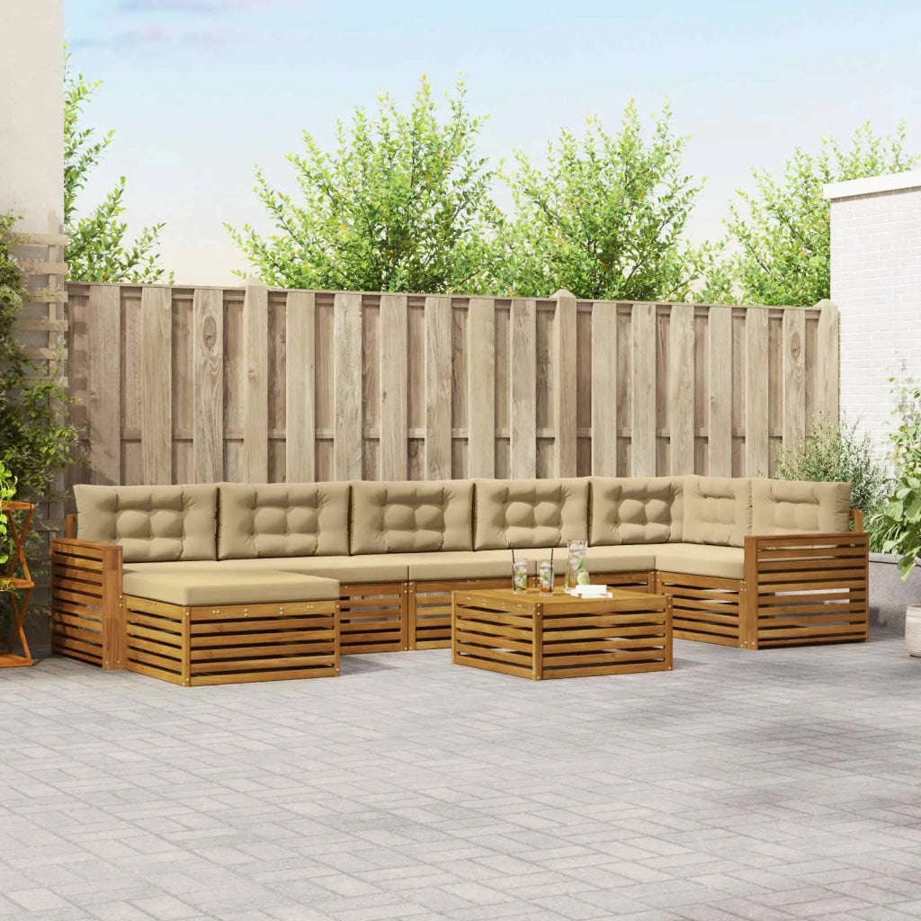 Set di divani da esterno con cuscino 8 pcs Naturale e Beige 3373868