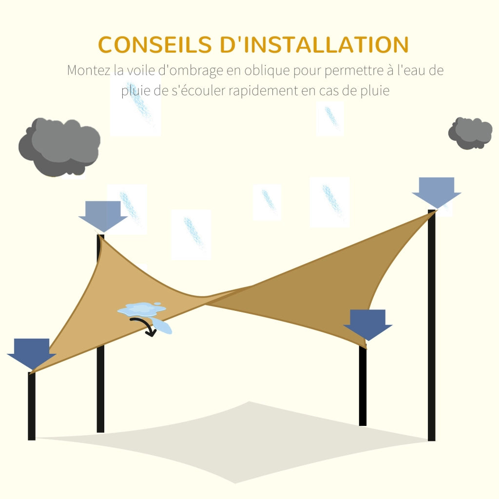 Tenda da sole rettangolare 4x3m ¨C zephmum ¨C beige HDPE UV