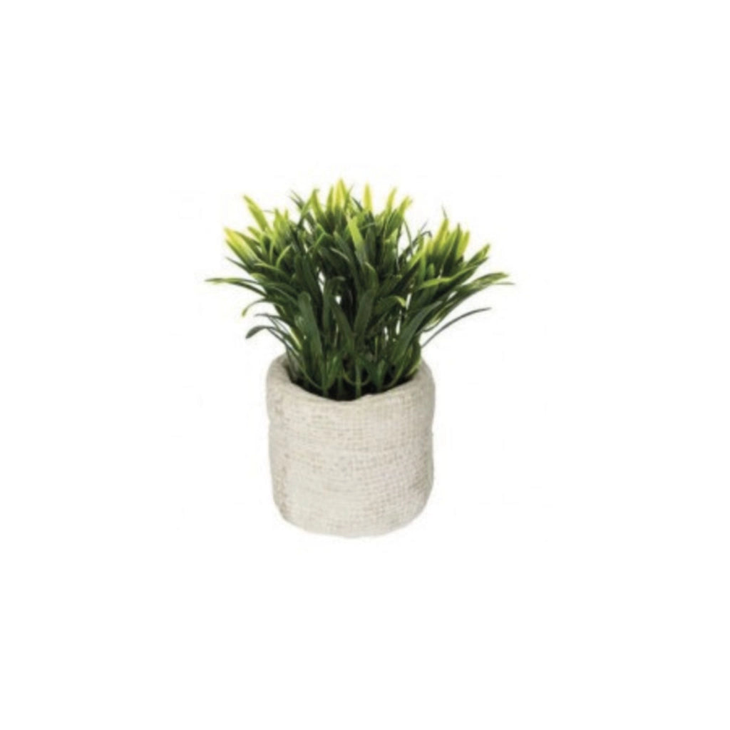 Pianta artificiale verde con vaso effetto sacco in juta 12x16 cm