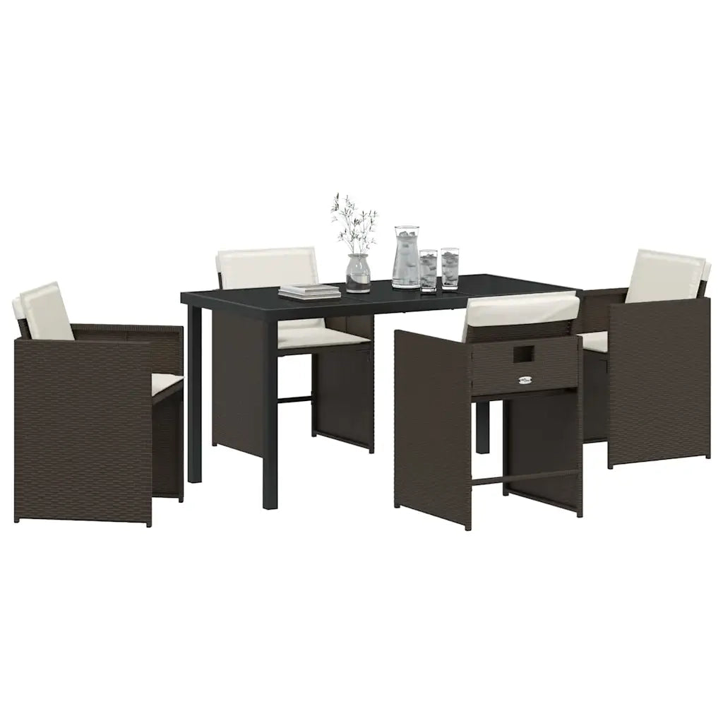 Set da Pranzo per Giardino 5 pcs Marrone polyrattan 3380698