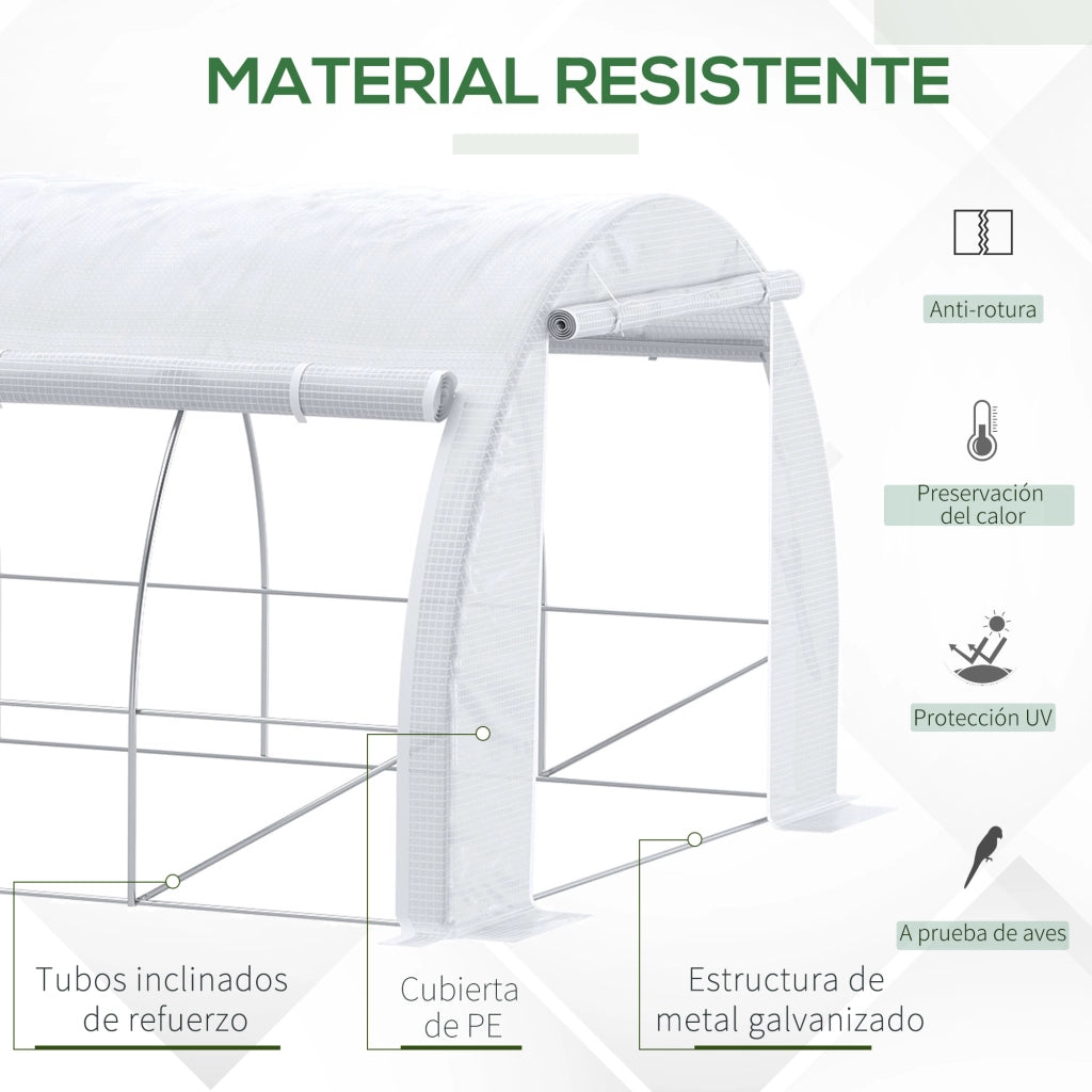 Serra da Giardino Tunnel 6x3x2 m ¨C zephmum ¨C Bianco con 12 Finestre a Rete