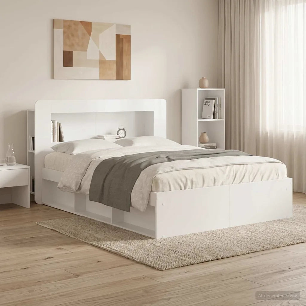 Testata del letto Bianco Lucido Legno ingegnerizzato