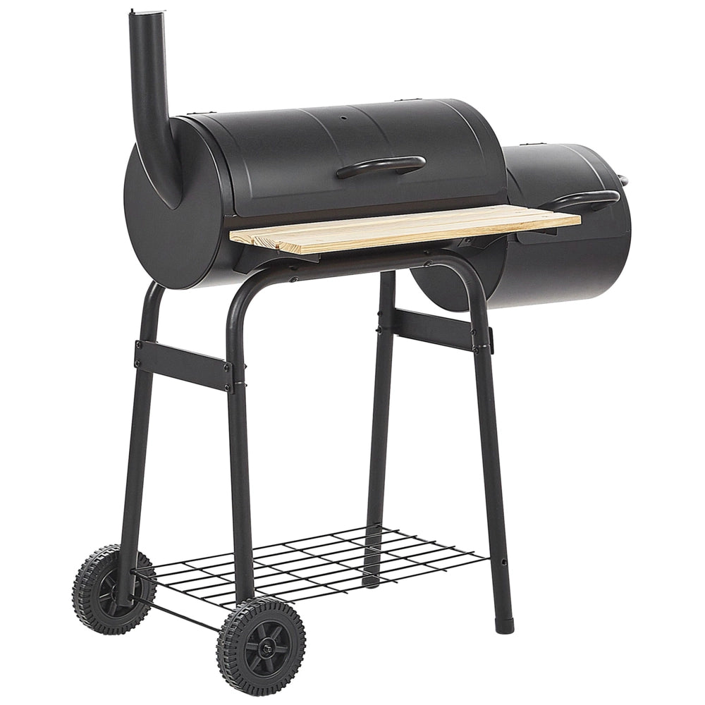 Griglia per barbecue a carbonella in acciaio Nero con coperchio con ruote griglia di cottura a mensola sfalsata affumicatore