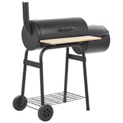 Griglia per barbecue a carbonella in acciaio Nero con coperchio con ruote griglia di cottura a mensola sfalsata affumicatore