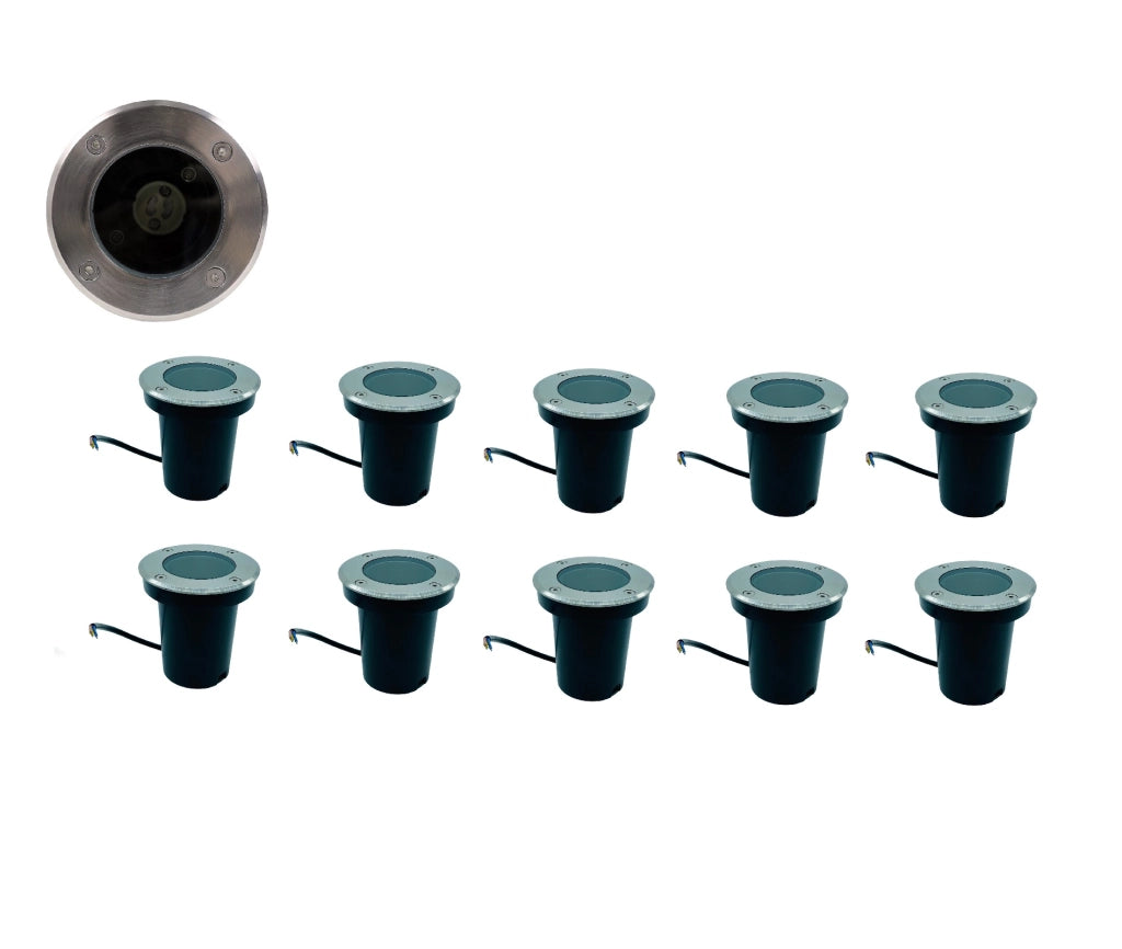 KIT 10 Faretti segnapasso calpestabile 10W 230V Con attacco GU10 Impermeabile IP65 Per viali giardini sentieri