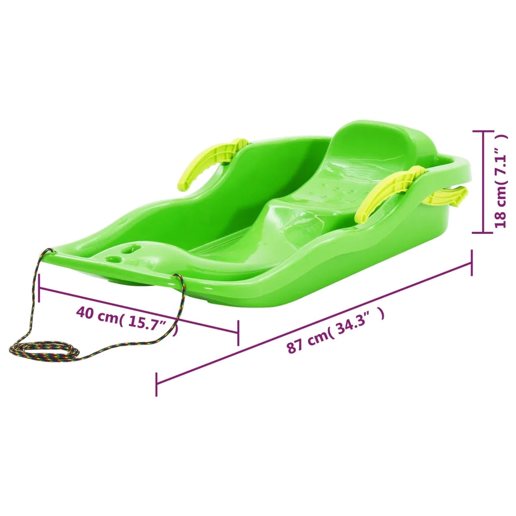Slittino con Freni Verde 87x40x18 cm in Polipropilene 93715