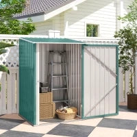 Casetta da Giardino Porta Attrezzi in Acciaio Galvanizzato e Porta, 100x103x160cm, Verde