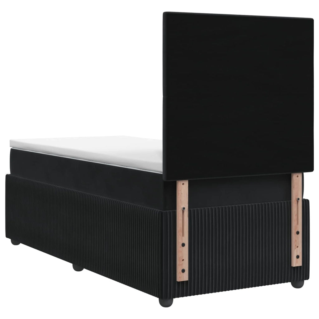 Letto Box Spring LED con Materasso Nero 100 x 200 cm Velluto 3456019