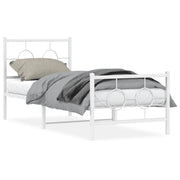 Letto singolo | Letto per adulti | Giroletto con Testiera e Pediera Metallo Bianco 80x200 cm