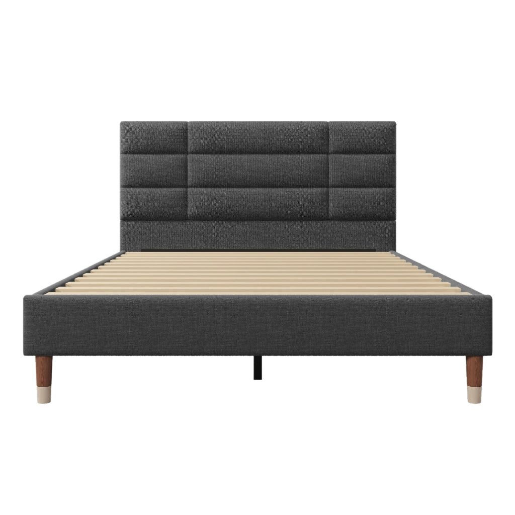 letto imbottito legno massello grigio 140x200 cm
