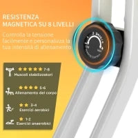 Cyclette Pieghevole da Fitness in Acciaio, Cyclette Magnetica Pieghevole da Casa con Altezza Regolabile, Resistenza Magnetica a 8 Livelli, Schermo LCD, 43x97x109cm, Giallo