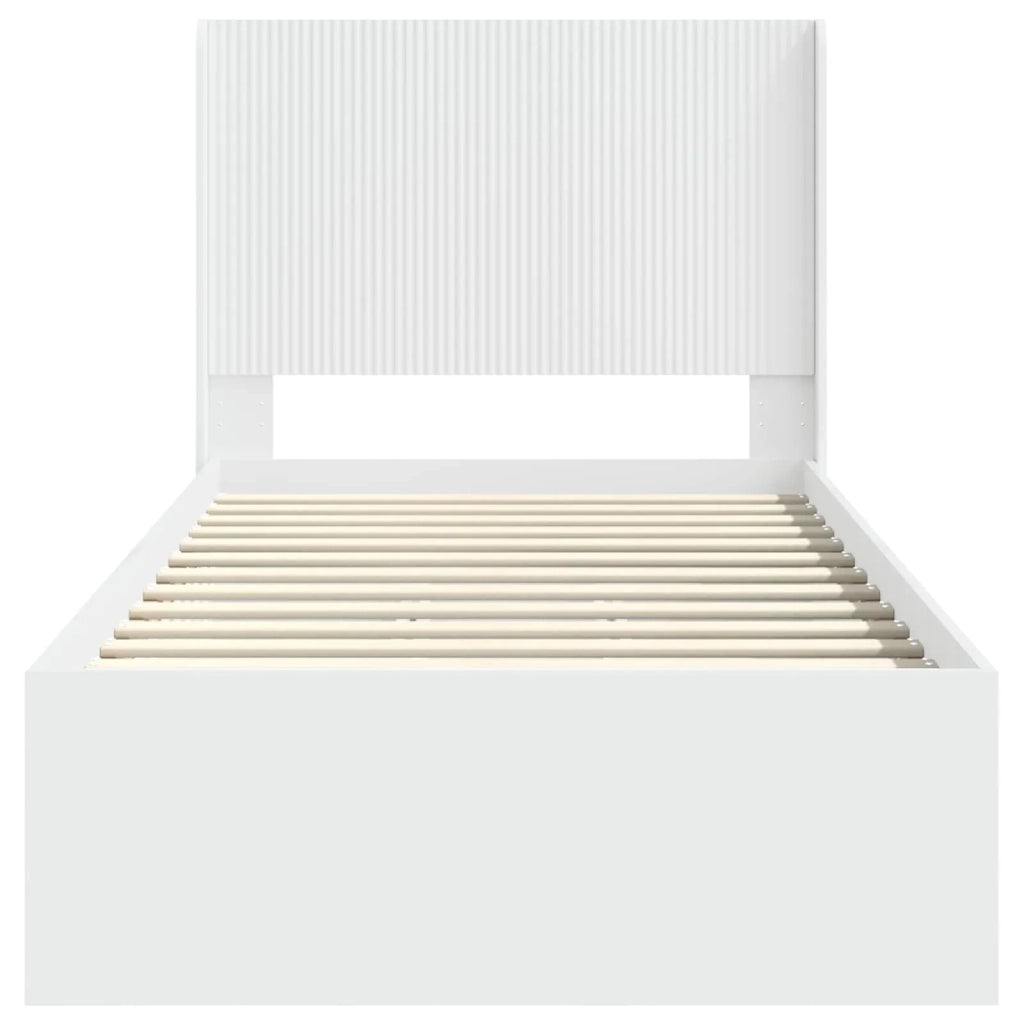 Struttura del letto con stoccaggio e testata Bianco 90 x 190 cm 3414157