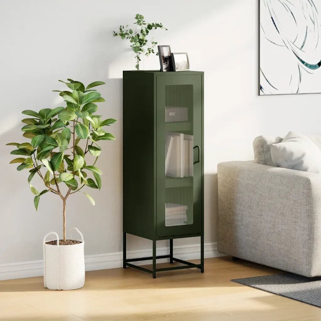 Credenza Verde Oliva 36x39x123 cm Acciaio Laminato a Freddo 853396
