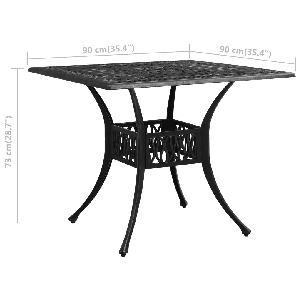 Tavolo da Giardino | Tavolino da esterno Nero 90x90x73 cm in Alluminio Pressofuso