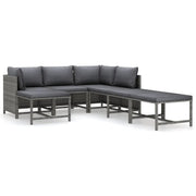 Set Divani da Giardino 7 pz | Set Salotto da Giardino con Cuscini in Polyrattan Grigio